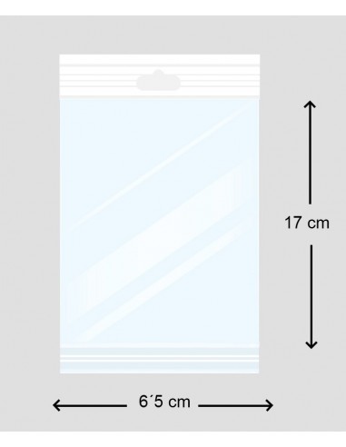 Bolsas de Celofán (Polipropileno) de 6´5 x 17 cm, con Solapa Adhesiva y Eurotaladro